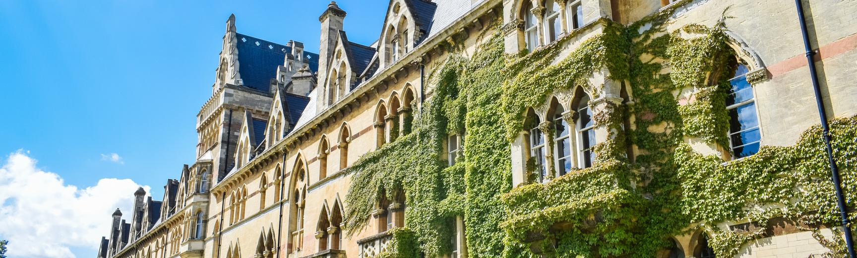 Christchurch college with ivy on